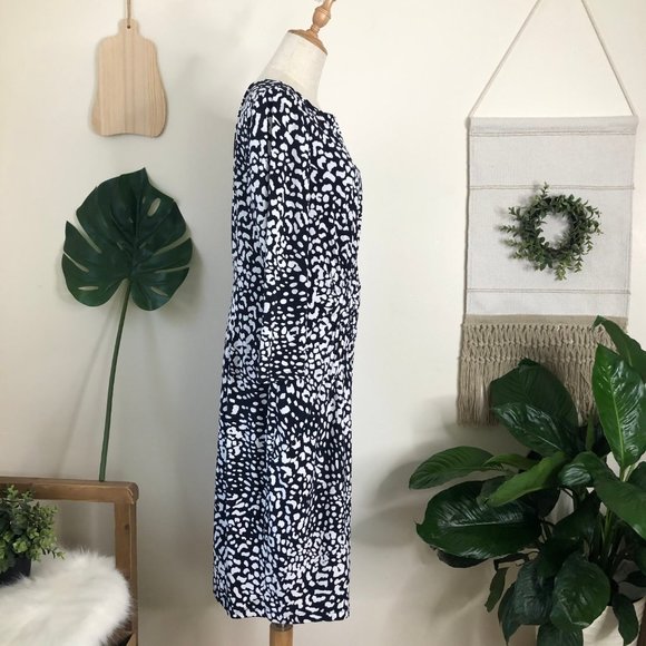 Adriana Papell | Navy & White Leopard Print Sz. 14 - Picture 3 of 14